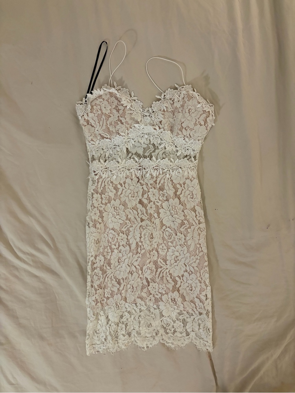 Forever 21 White Lace Spaghetti-Strap Mini Dress